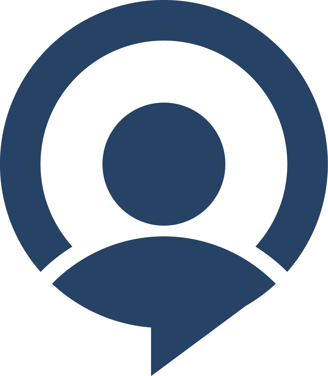 EBC Mobile app logo — dark-blue stylized circular icon and user-silhouette graphic on white background.